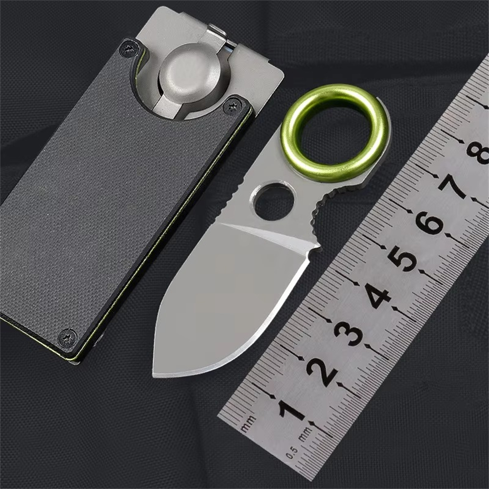 Pocket Keychain Money Clip Mini Fixed Blade Utility Knife with Titanium Plated Blade Compact EDC Tool d0