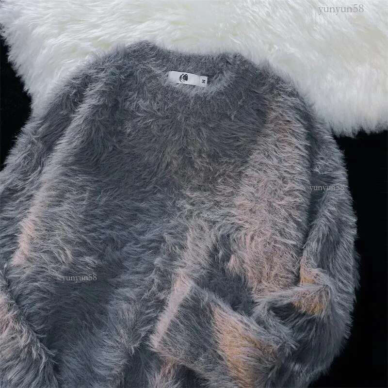 Y2K Men Sweater Harajuku Solid Color Loose Knitted Pullover Streetwear Men Gothic Vintage Oversized Knitted Sweater D98 240814