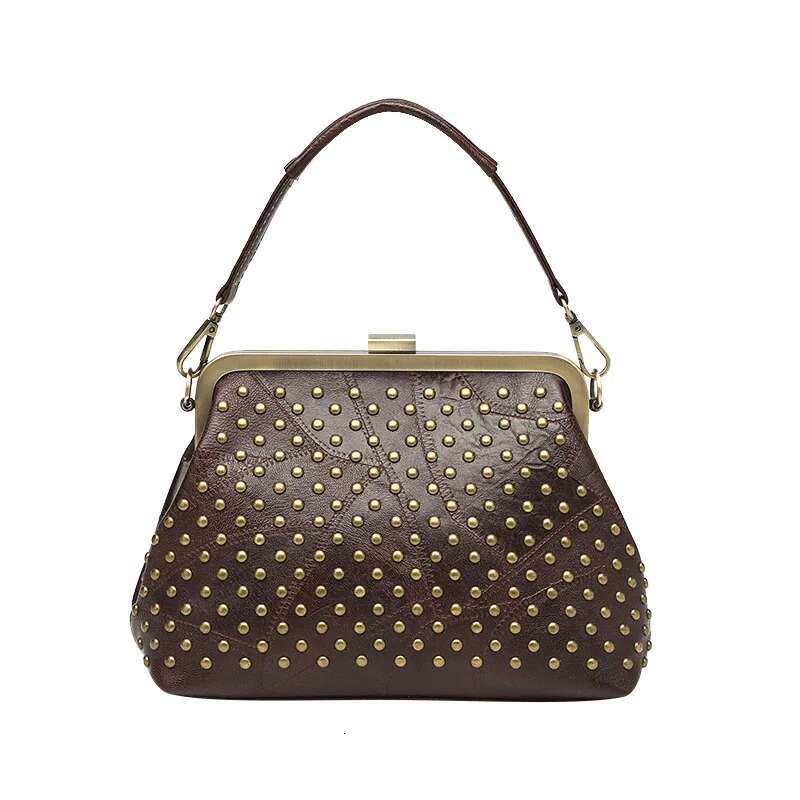 Annmouler Vintage Women Shoulder Bags Brand Designer Crossbody Large Capacity Shell Rivet Tote Bag Purses Bolso Muj