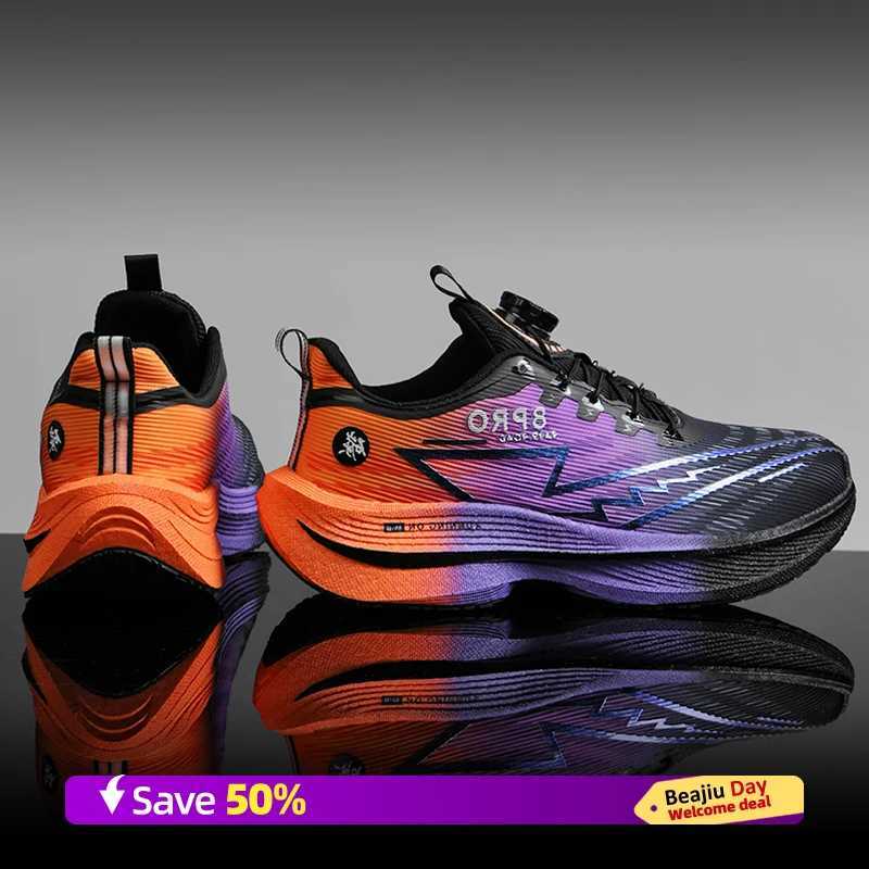 Men Sports Running Shoes Turn hot Buckle Breathable Lightweight Wens Cfortable Athletic Nonskid Carbon Plate Marathon Sneakers Z250222