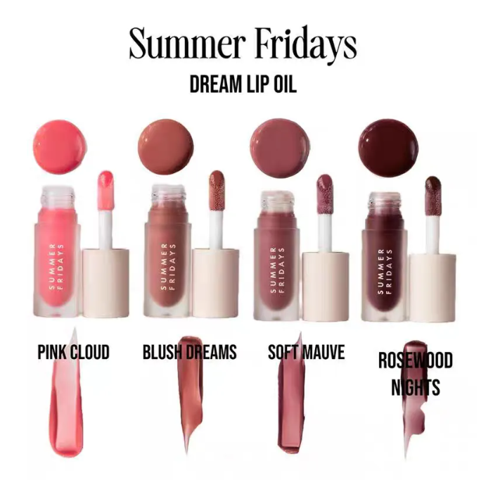New 4colors Makeup Gloss Summer Fridays Liquid Lipstick Lip Oil 4.5g Lipgloss Moisturize Smooth LipBalm Blush Dreams LipCare Beauty Cosmetics