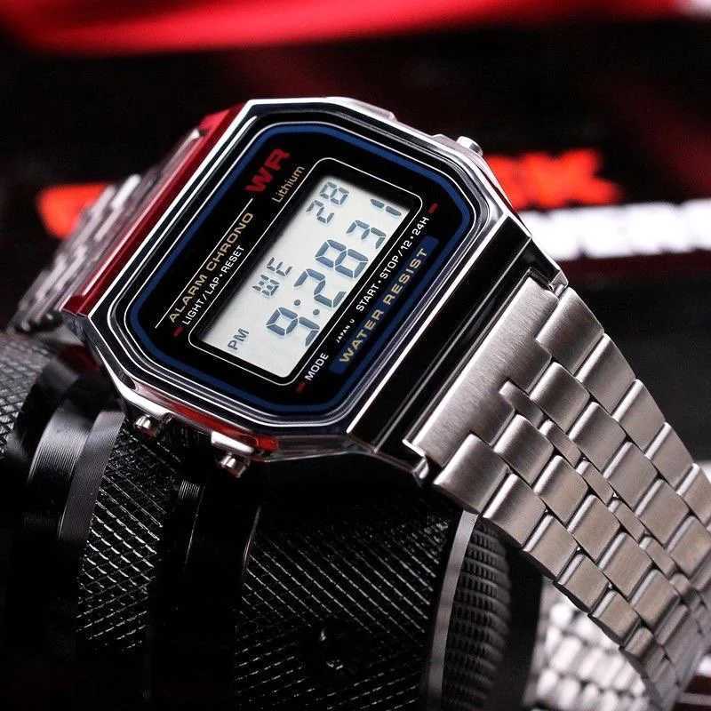 Luxury Gold Silver Sports Military Watches Men Women LED Digital Wristwatches Retro F91W Steel Band Electronic Watch Wrist Clock M250527