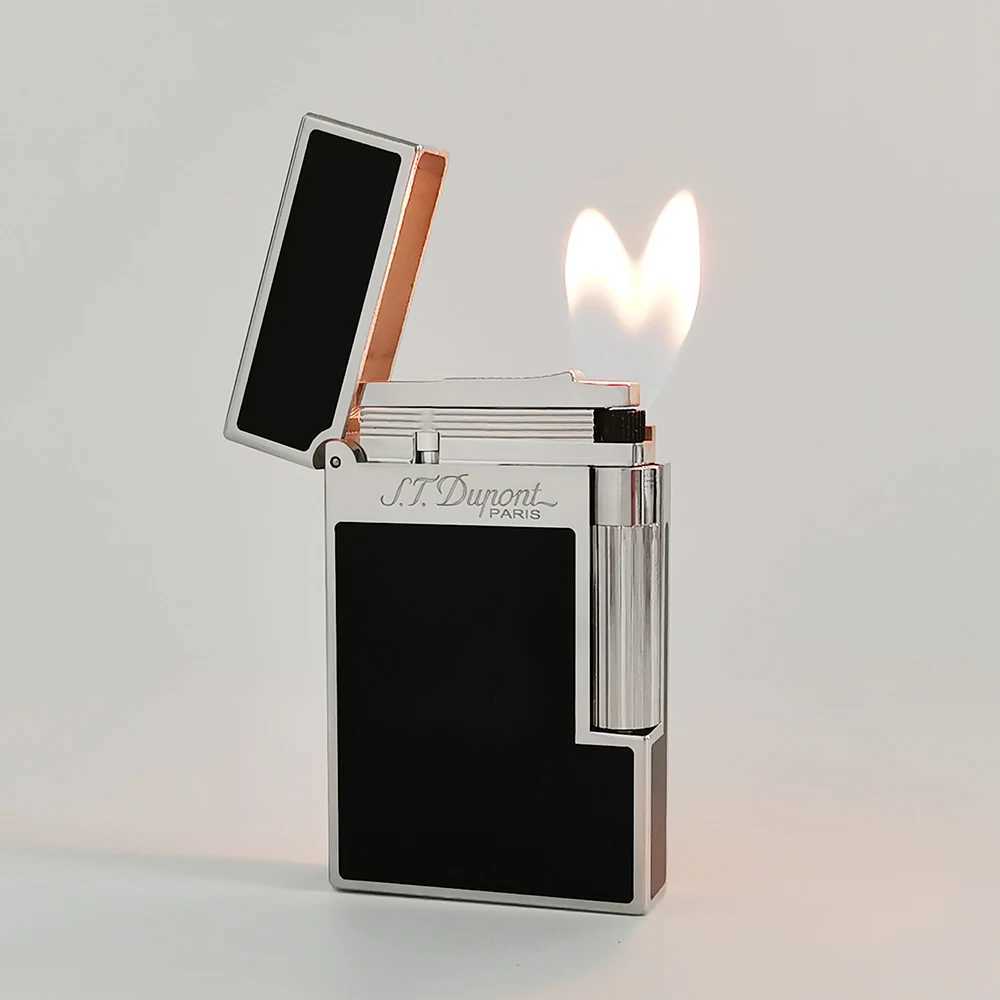 Memorialize Brass Cigarette Gas L2 Lighter Dual Flame Bright Sound Cool Smoking Accessories Men Anniversary Gifts Double Fire Y250222