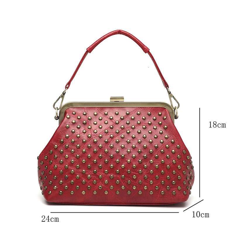 Annmouler Vintage Women Shoulder Bags Brand Designer Crossbody Large Capacity Shell Rivet Tote Bag Purses Bolso Muj
