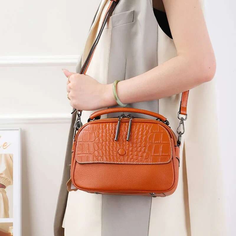 Female Cow Genuine Leather Crossbody Handbag Casual Women Bag Cowhide Fashion Vintage Shoulder Designer Bags For Ladies