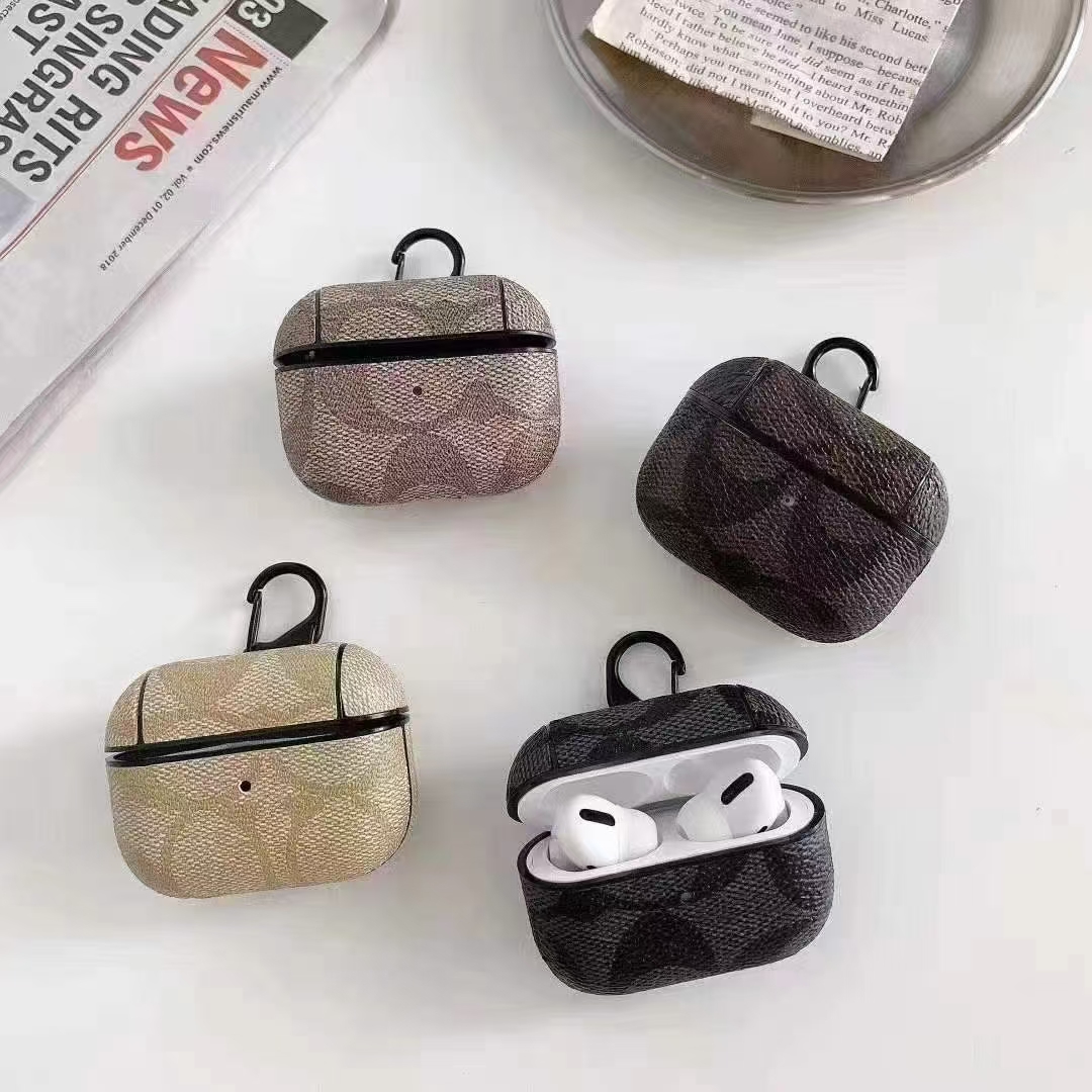 Designer Airpods Case for Apple Airpods Pro 4 3 1 2nd Generation 3 New 3rd Case Headset Packet Hook Clasp Keychain PU Leather Earphone Shell Chain Strip Bag Charm