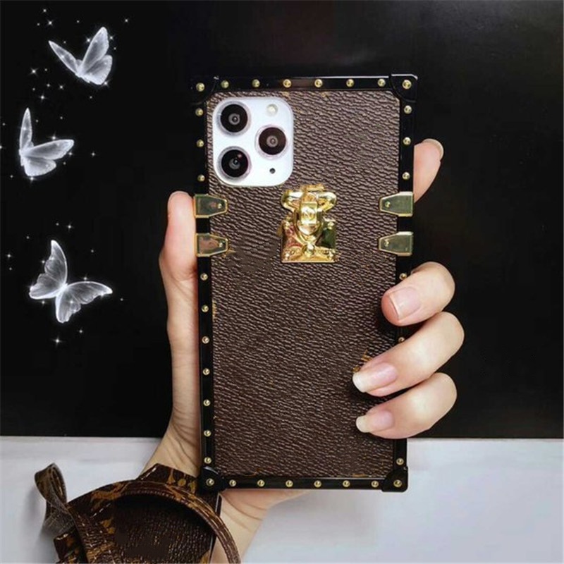Luxury Designer Fashion Phone Cases For iPhone 16 15 Pro Max 14 13 12 11 PU leather shell Square Design for Samsung S24 Ultra S23 S22Plus S21 S20 Note 20 N10 with card slot