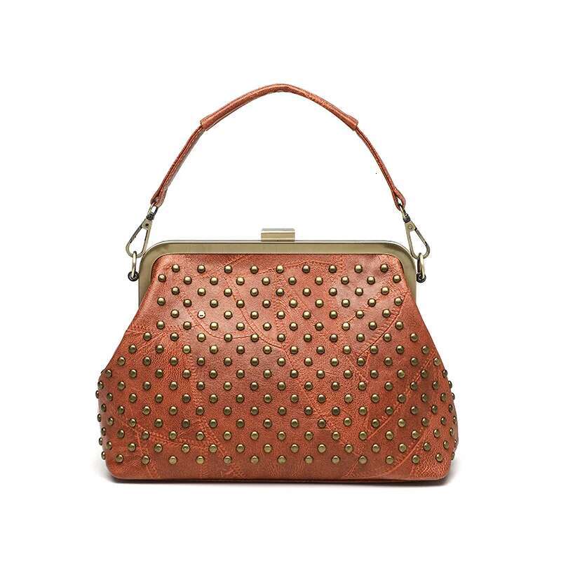 Annmouler Vintage Women Shoulder Bags Brand Designer Crossbody Large Capacity Shell Rivet Tote Bag Purses Bolso Muj