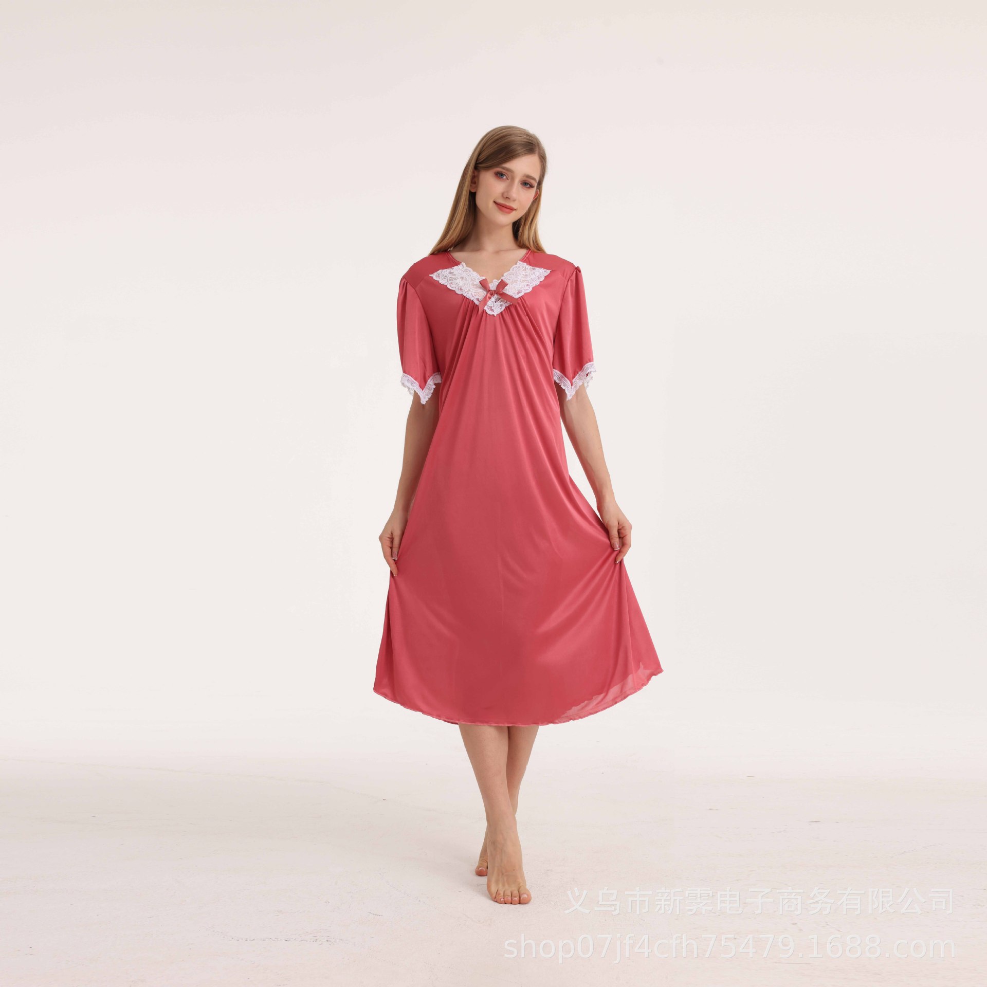 B712-Rainbow Nightgown Women's Autumn and Winter Coral Fleece Loose Warm Thick Long Pajamas Sweet Cardigan Home Clothes