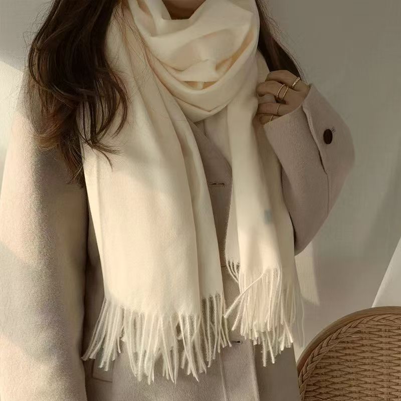 T162 new Korean style solid color scarf shawl dual-purpose winter thick warm cashmere neck scarf student versatile long
