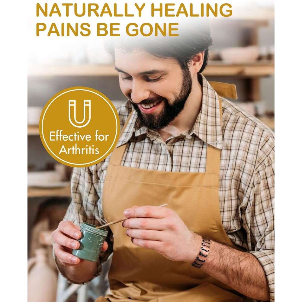 Feraco Men's Magnetic Bracelet Elegant 99.99% Solid Copper Bracelets with Double-Row Strong Magnets,Magnetic Jewelry