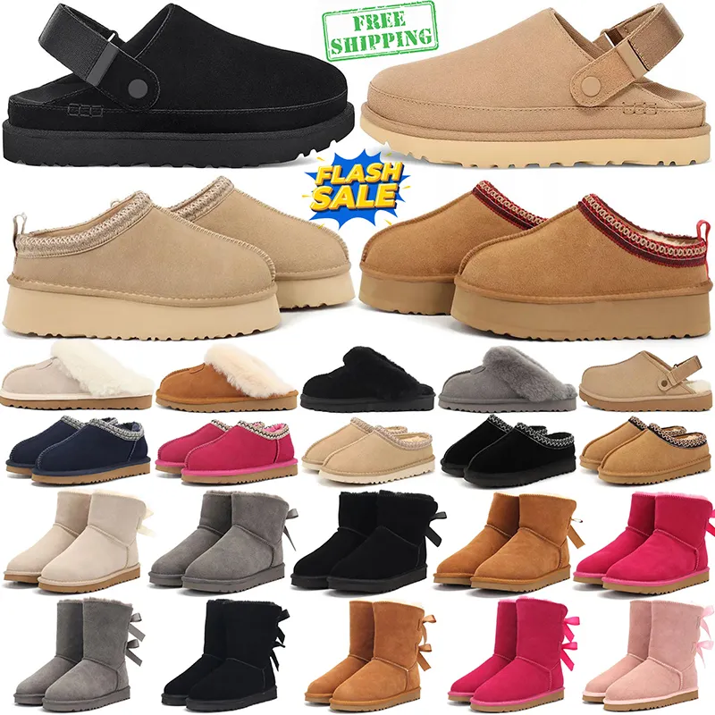 Free Shipping designer tasman womens platform booties winter slippers snow boot mens shoes classic ultra mini ankle boots black chesut sand warm Bowtie