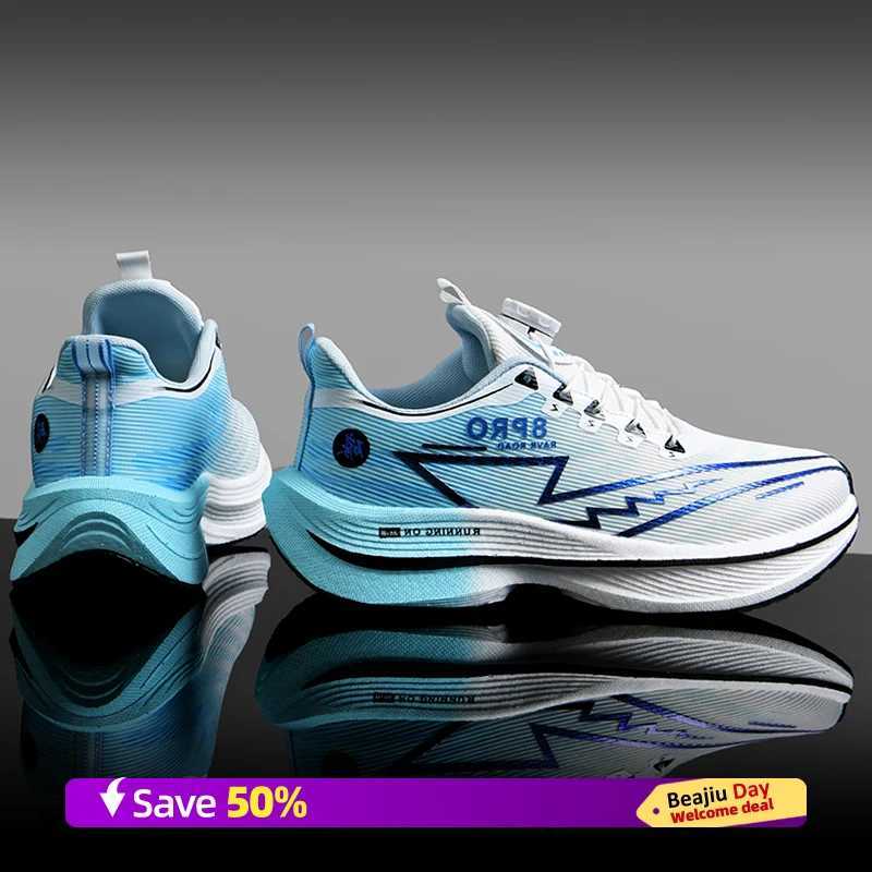 Men Sports Running Shoes Turn hot Buckle Breathable Lightweight Wens Cfortable Athletic Nonskid Carbon Plate Marathon Sneakers Z250222
