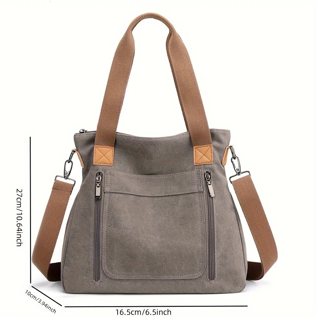 Womens Versatile Handbag Large Capacity Canvas Casual Shoulder Crossbody Bag 250221