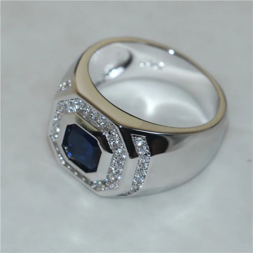 925 sterling silver square blue sapphire engagement ring mens jewelry Christmas gift 250219