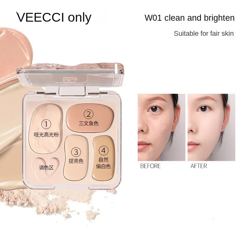 VEECCI Four Colour Concealer Palette Conceal Dark Eye Circles Pimple Marks Long Lasting Hydrating Concealer Cream 250222