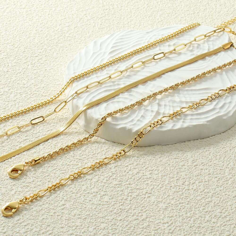 14K Gold/Sterg Sier Plated Anklet Bracelets Women Waterproof Plus Size Cuban k Chain Bracelet for Large Ankle 9-12inch