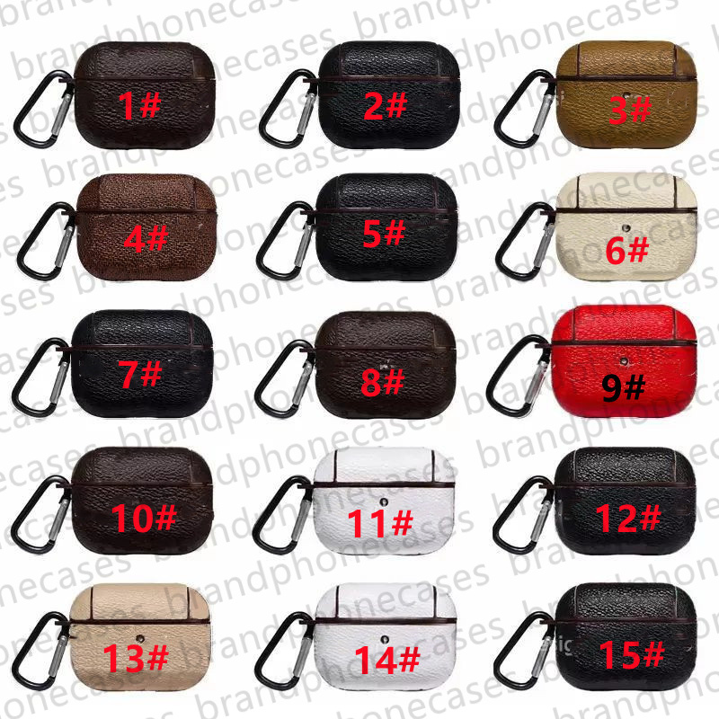 Designer Airpods Case For Apple Airpods Pro 4 3 1 2nd Generation Case AirpodsPro 2 3 New 3rd Cover Leather Headset Packet Hook Clasp Keychain Earphone Shell Bag Charm