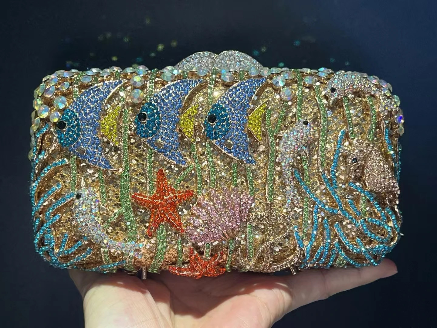 XIYUAN SEA World Crystal Evening Dress Cocktail Water Diamond Handbag Animal Diamond Clutch Crystal Wedding Minaudiere Wallet 250217