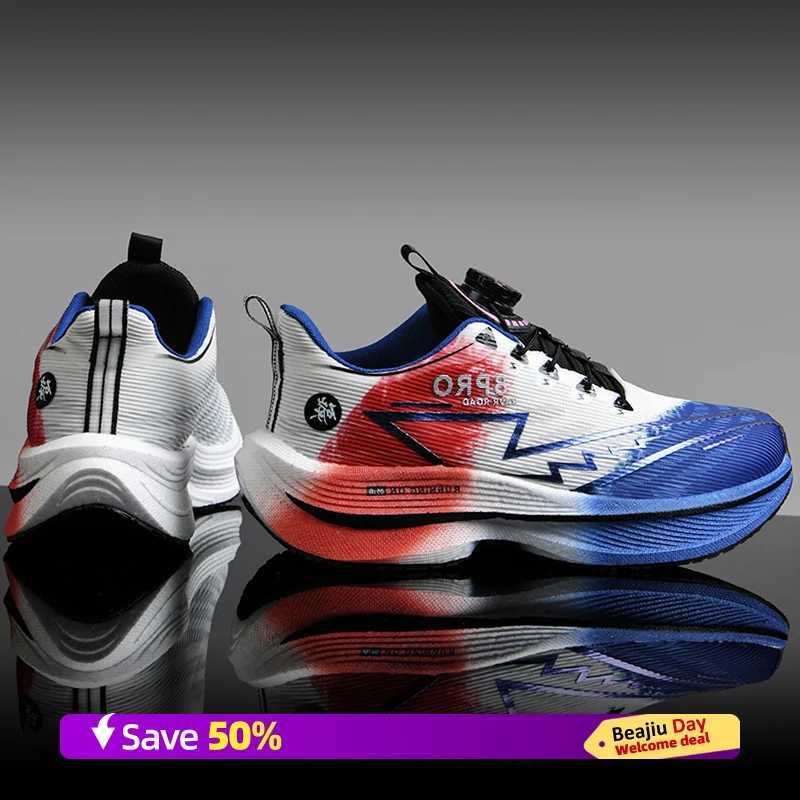 Men Sports Running Shoes Turn hot Buckle Breathable Lightweight Wens Cfortable Athletic Nonskid Carbon Plate Marathon Sneakers Z250222