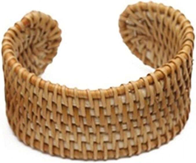 Natural Rattan Handmade Lightweight Straw Wicker Braid Woven Bangle Ethnic Chunky Bracelet for Women Jewelry