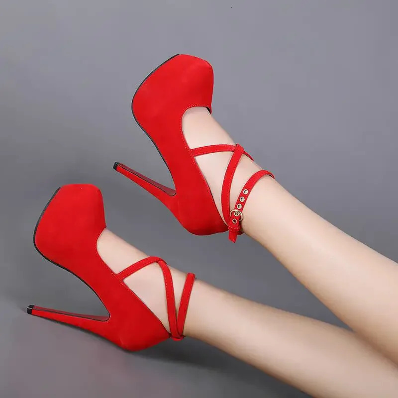 High heels spring shoes dot shoes belt buckles high heels fashionable sandals womens sizes 250218