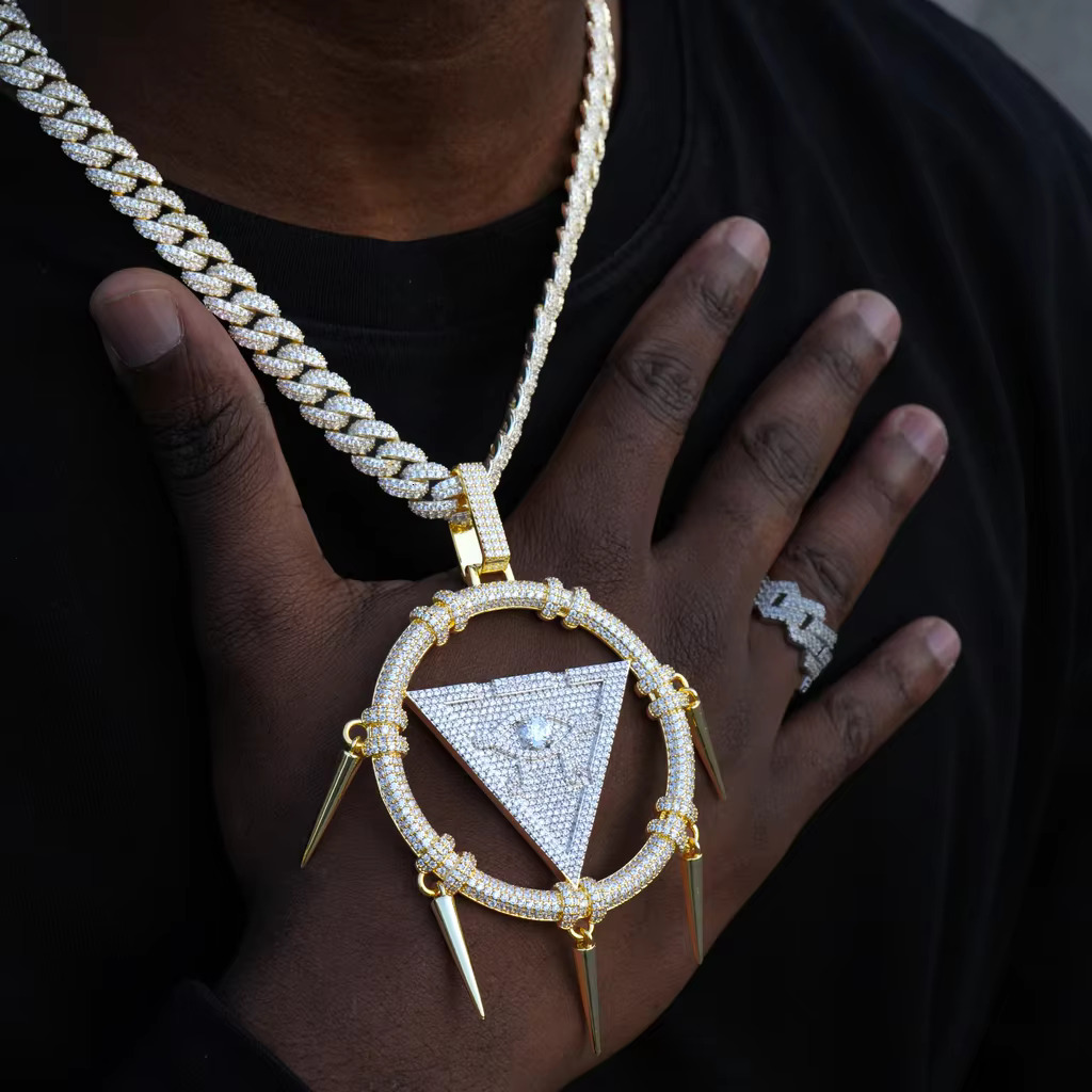 Elegant Millennium Ring Shape Hip Hop Certified Gold Pendant Real Dia Necklace With Cuban Chain for Your Gentlemen