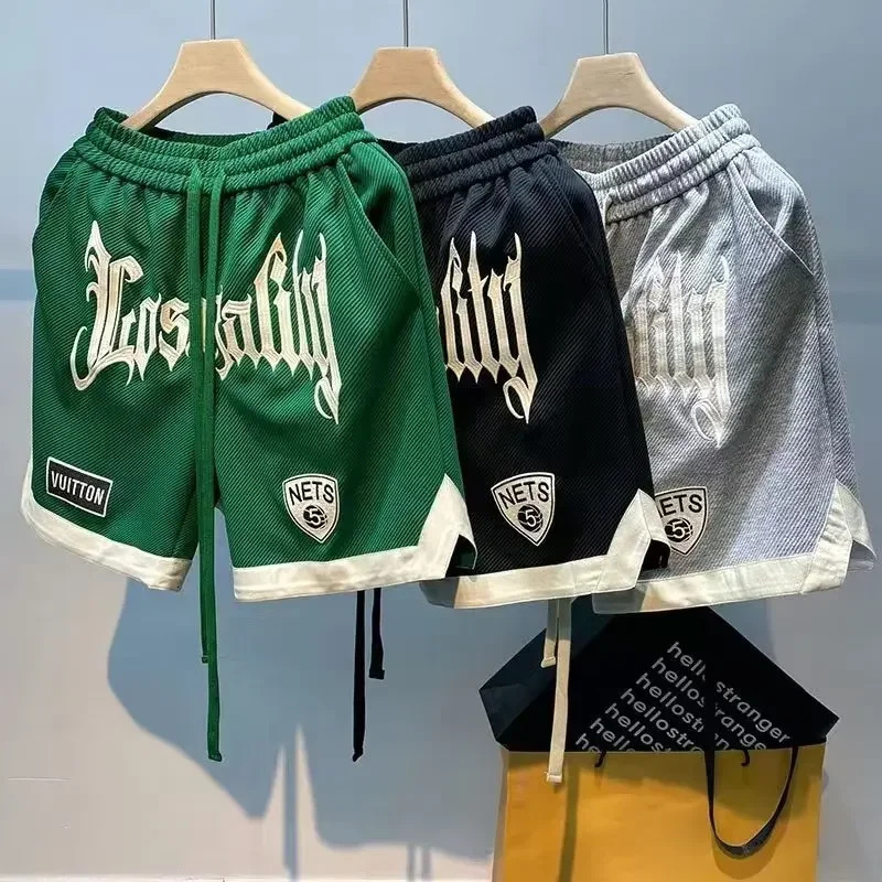 Summer Mens Shorts Korean Fashion Embroidery Shorts Streetwear Harajuku Letter Sports Shorts Casual Mens Clothing Short 250222
