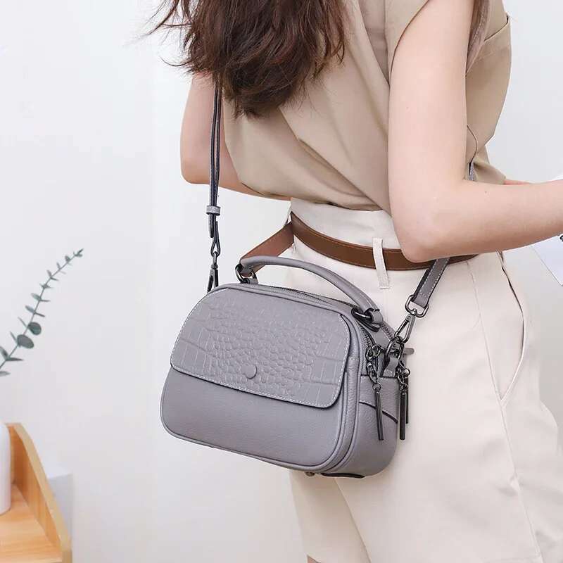 Female Cow Genuine Leather Crossbody Handbag Casual Women Bag Cowhide Fashion Vintage Shoulder Designer Bags For Ladies