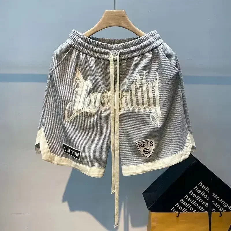 Summer Mens Shorts Korean Fashion Embroidery Shorts Streetwear Harajuku Letter Sports Shorts Casual Mens Clothing Short 250222