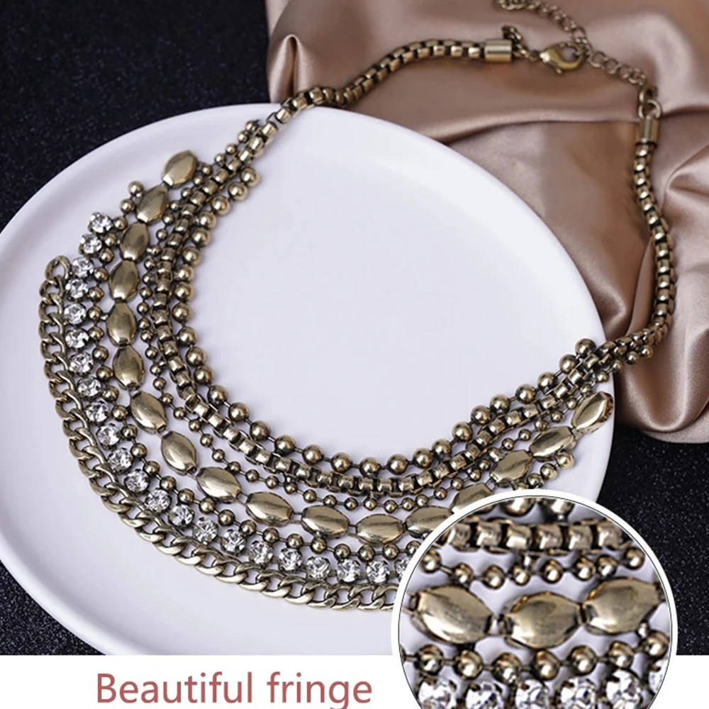 Boho Vintage Ethnic Metal Zircon Necklace Suitable for Women Gypsy Necklace Statement Afghanistan Maxi Festival Jewelry 250217