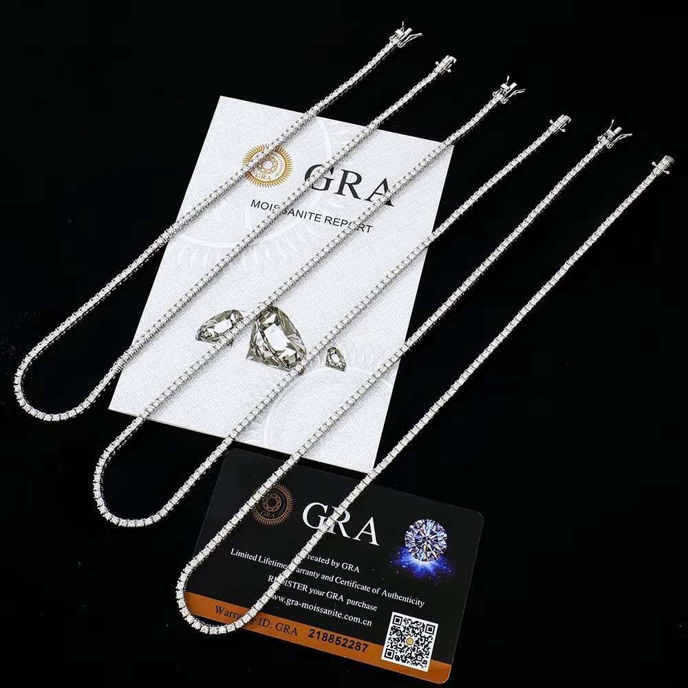 Wholesale 2mm S Iced Out Tennis k Chain Hip Hop Style Fine Necklaces and Bracelets with Moissanite