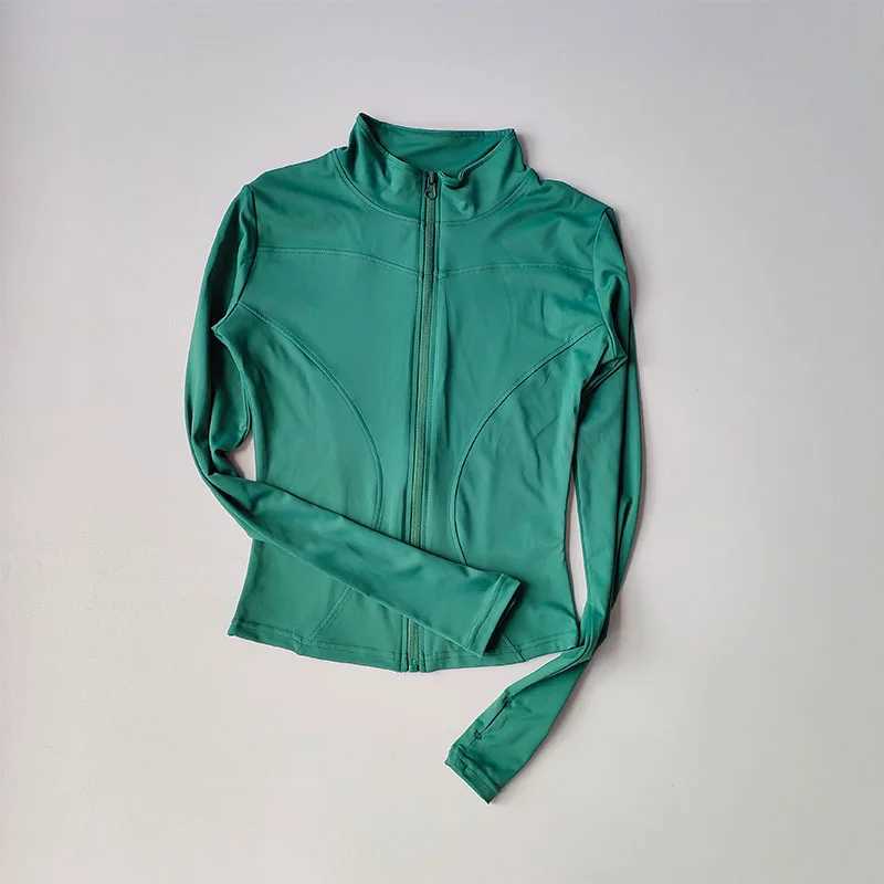 Outdoor Sports Long Sleeved Women Slim Yoga Clothes Quick Dry Zipper Cardigan Stand Up Collar Jacket Running Fitness Jacket TopT250222