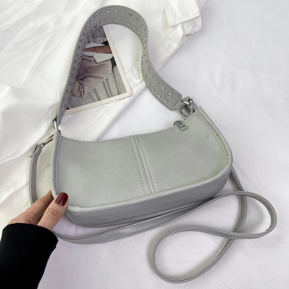 Womens lingerie handbag stud decoration vintage tote bag adjustable shoulder strap leather PU daily date wallet 250221