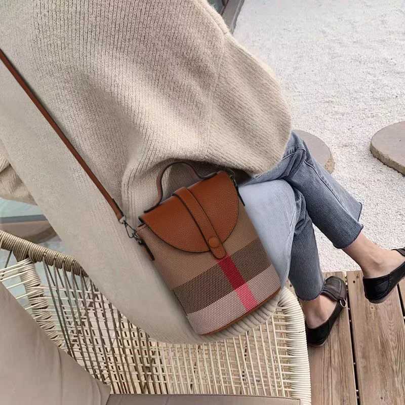 Aidrani Fiable wens mini plaid single shoder crossbody canvas pahwork cowhide portable small bag Y250222