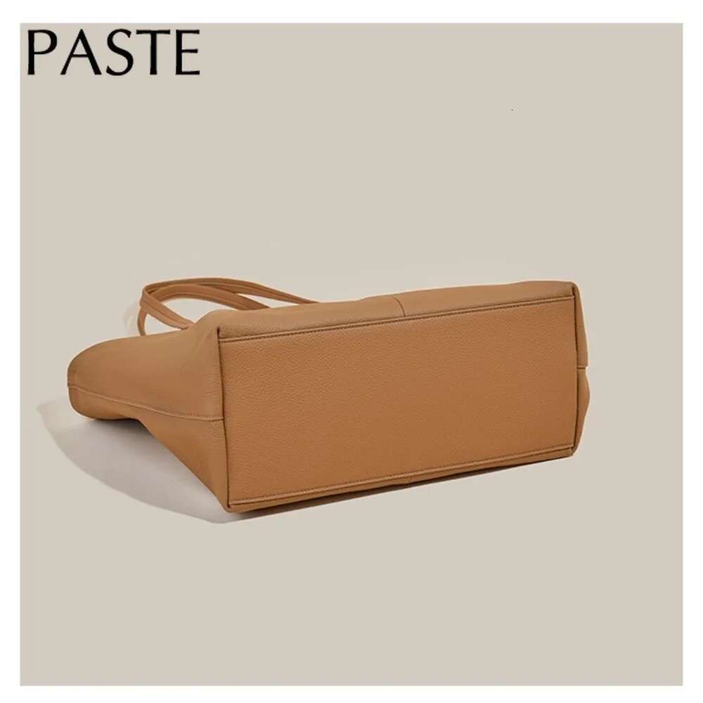 New Large Capacity Original Design Tote Full Grain Lichi Cow Leather Women's Handbag Commuter Office Laptop Travel Shoulder Bag