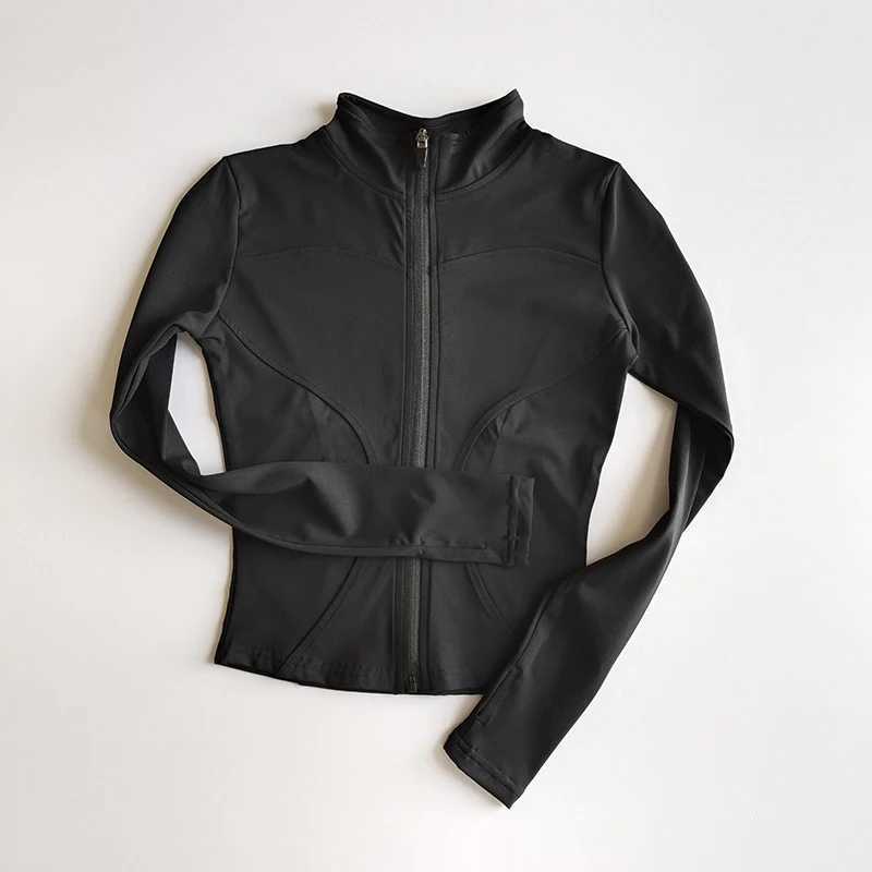 Outdoor Sports Long Sleeved Women Slim Yoga Clothes Quick Dry Zipper Cardigan Stand Up Collar Jacket Running Fitness Jacket TopT250222