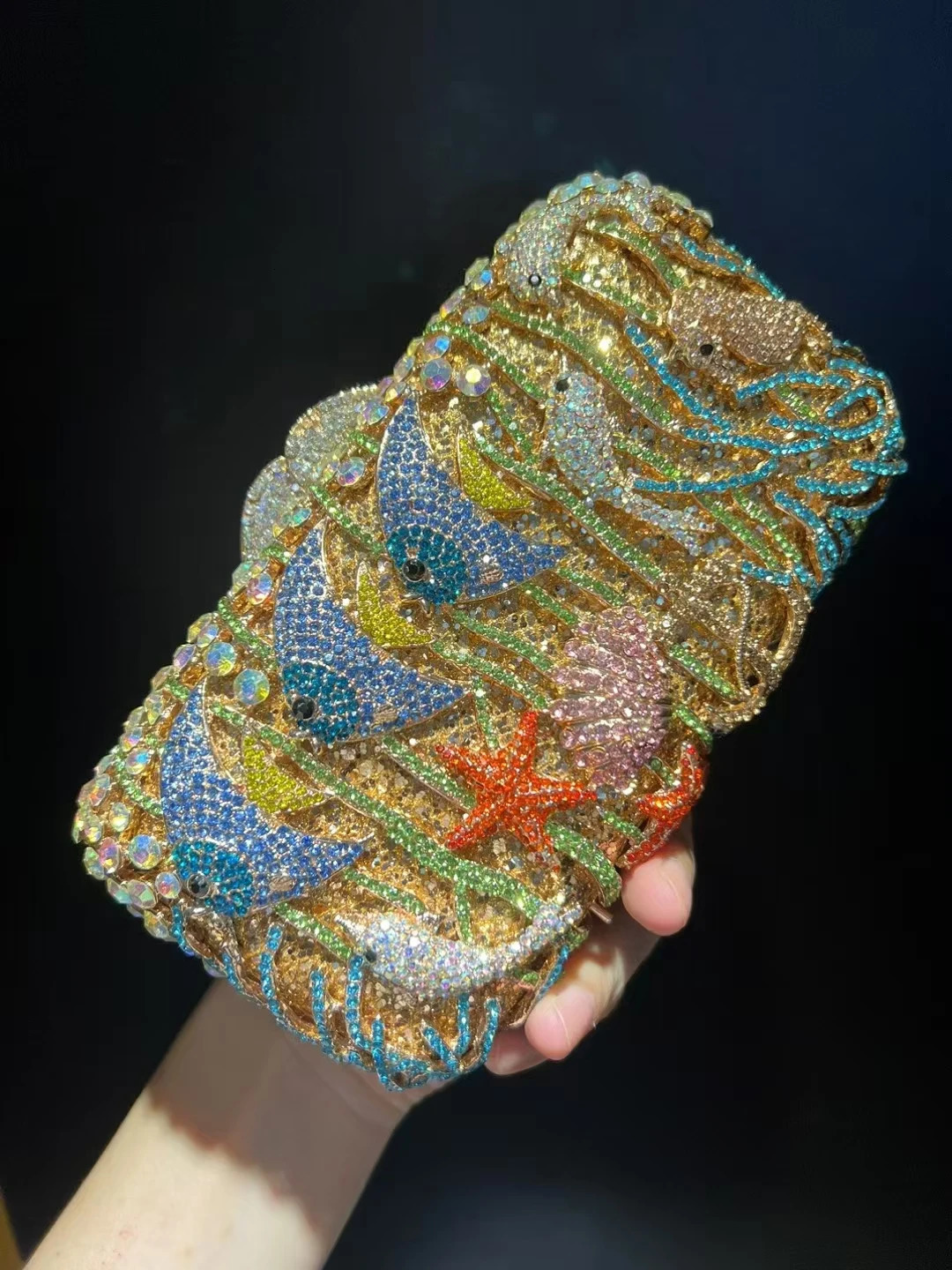 XIYUAN SEA World Crystal Evening Dress Cocktail Water Diamond Handbag Animal Diamond Clutch Crystal Wedding Minaudiere Wallet 250217