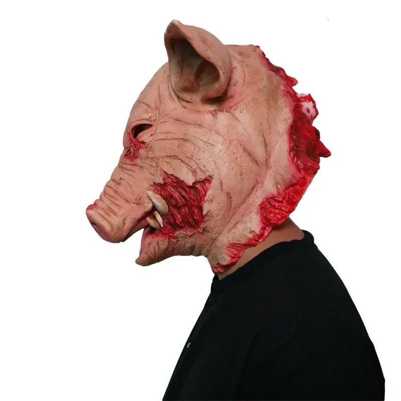Horror Latex Animal Pig Mask Novelty Halloween Carvial Easter Costume Accessory Cosplay Wine Party Prop School Funny Adults Toy 250222