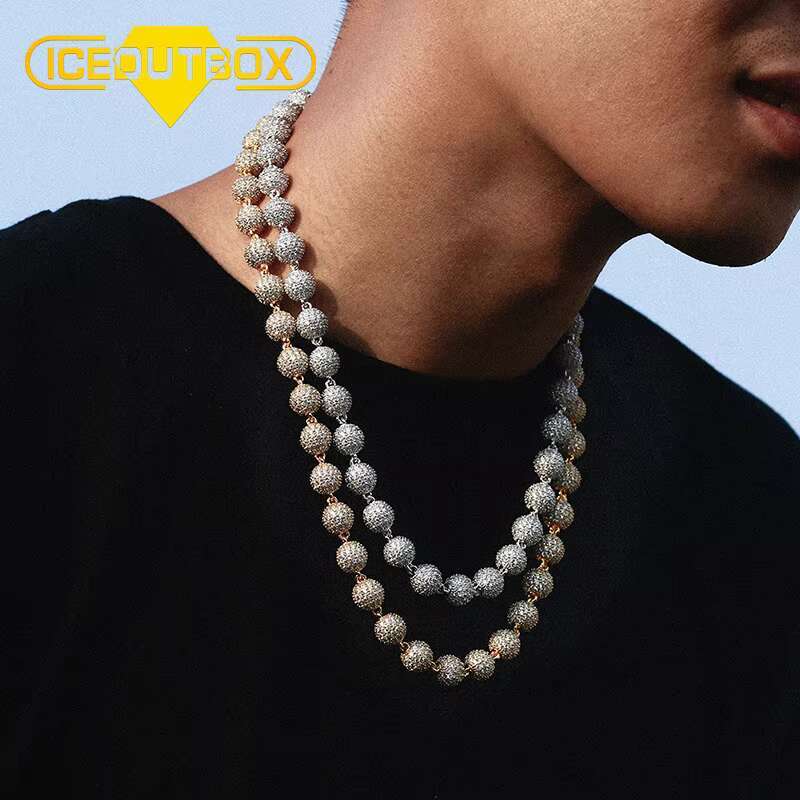 10mm Bead Necklace for Women Men Gift Hip Hop Jewelry Chains Sier Gold Plated,sier Plated 12MM Cuban k Chain
