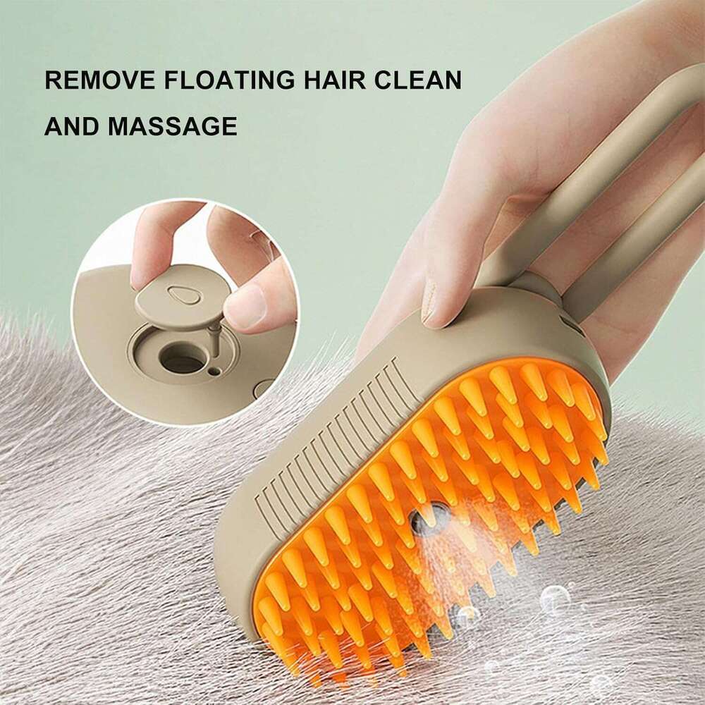 Combs Dog DHpet Brushes 3-in-1 Pet Steam Groomer Comb for Cats Dogs Light Coffee - Colored Steam - Powered Cat Steam Brush for Effective Pet Hair Mana