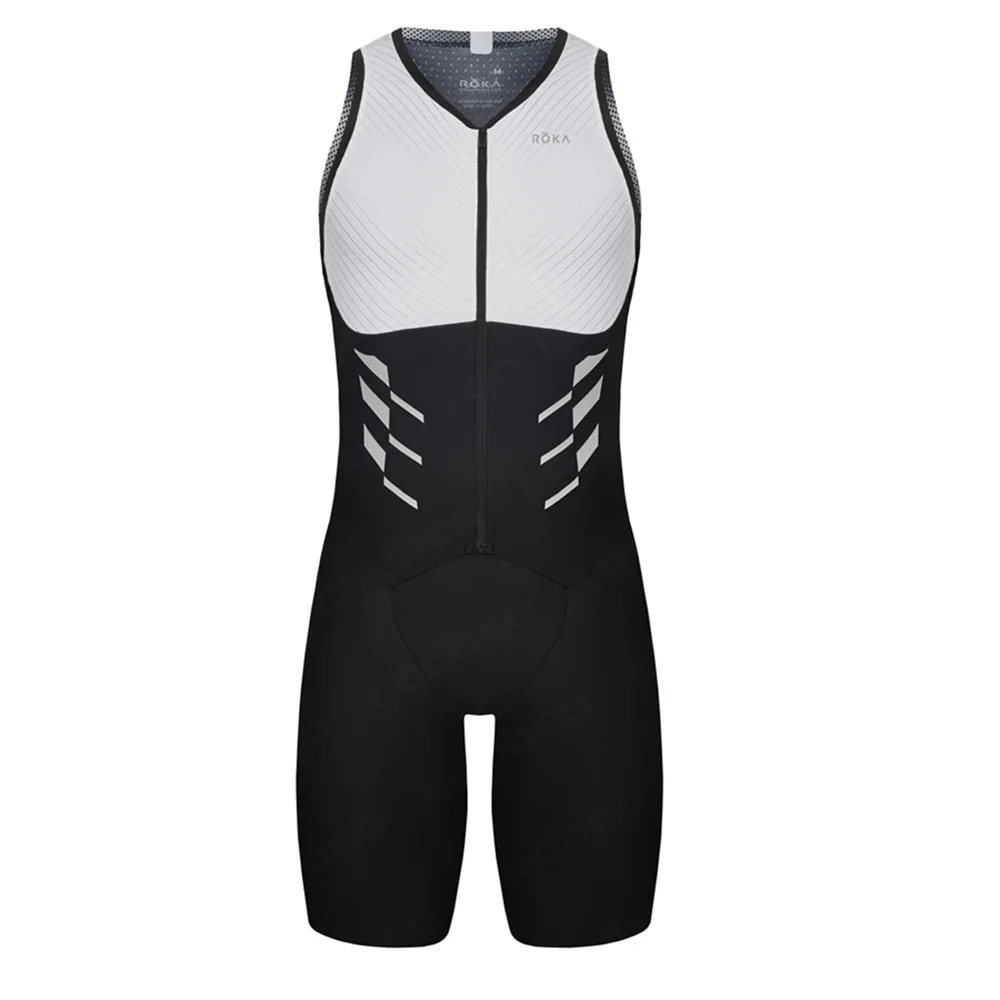 Summer ROKA Triathlon Skinsuit Mens Short Sleeve Tights Cycling Suit MTB Clothing Elastic Bike Running Swimming Bodysuit 250213
