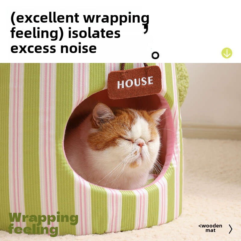 Cozy Tree Hollow Pet Bed Enclosed Design for Cats and Dogs Warm Comfortable Two in One Creative Hideout