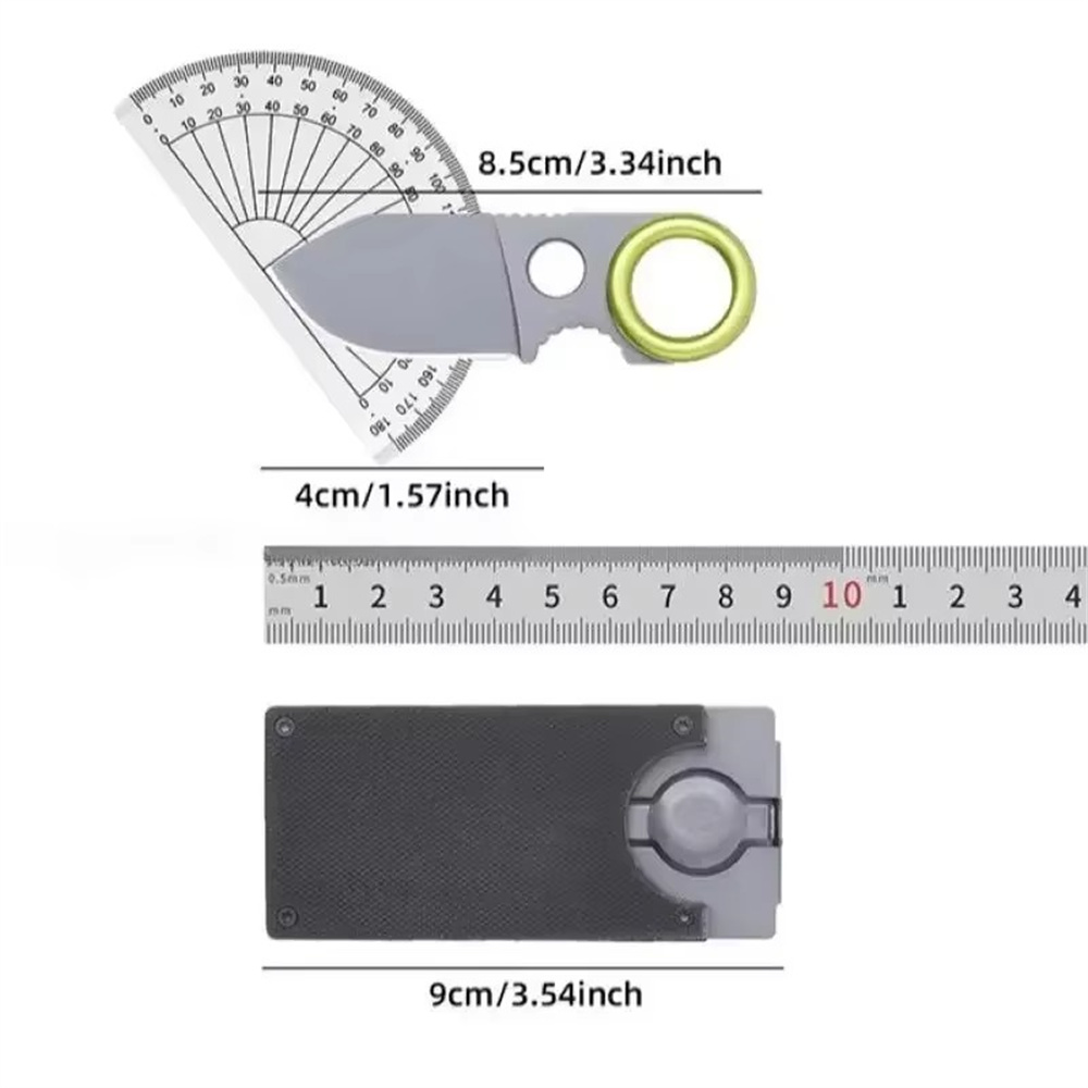 Pocket Keychain Money Clip Mini Fixed Blade Utility Knife with Titanium Plated Blade Compact EDC Tool d0