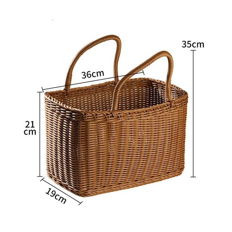 Home Shopping Basket Hand Vegetable Basket Decorative Woven Basket Flower Arrangement Basket Imitating Rattan Picnic Bag 250224bj - view 6