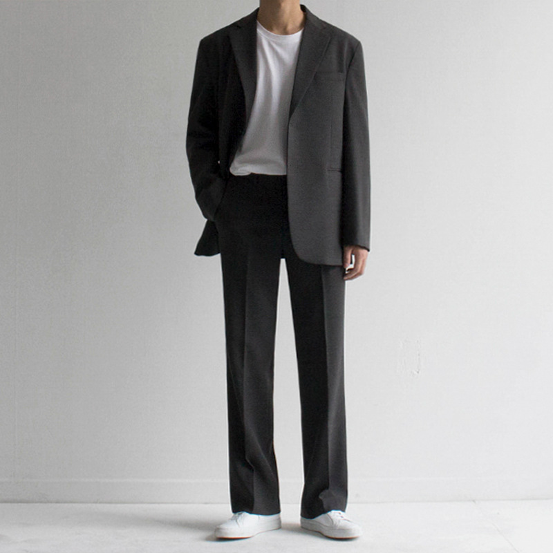 B223Stylish Male Blazer Casually Chic Korean-Inspired Suit Jacket with British Tailoring
