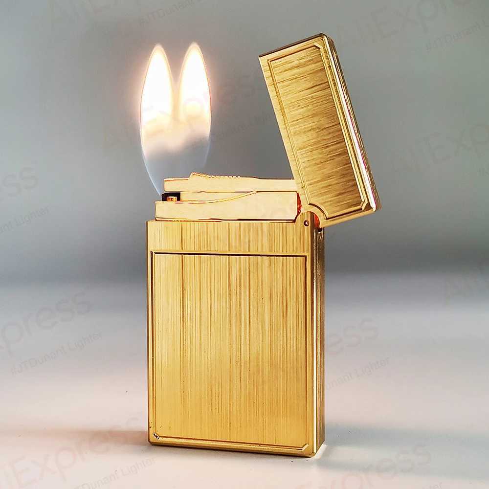 Memorialize Brass Cigarette Gas L2 Lighter Dual Flame Bright Sound Cool Smoking Accessories Men Anniversary Gifts Double Fire Y250222