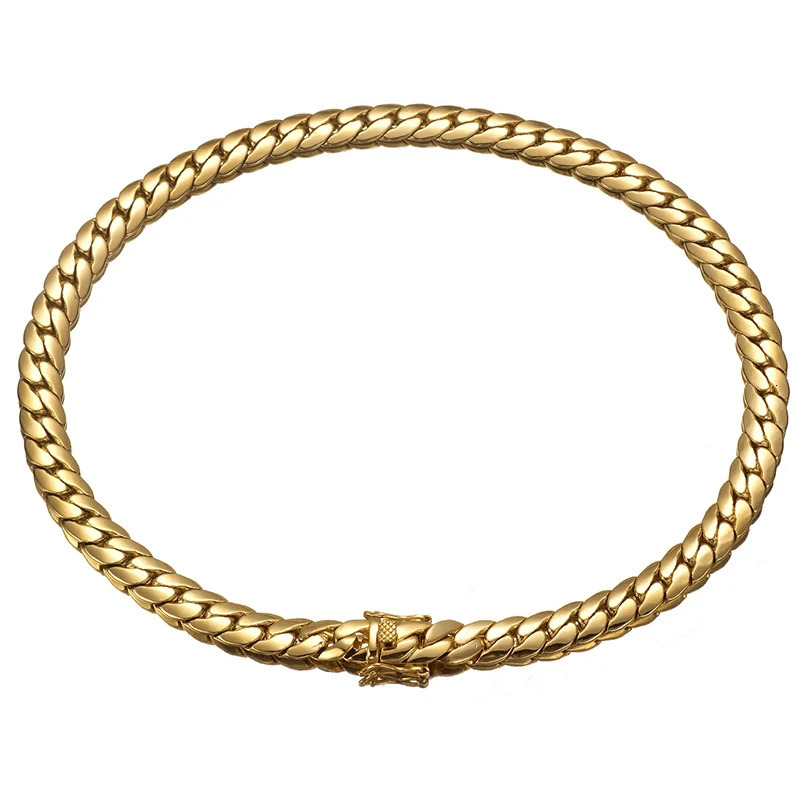 Hip Hop Bling Gold Color Cuban Link Chain Necklaces Tank Chain Mens Whip Chain Necklace Men Rapper Jewelry Drop 250217