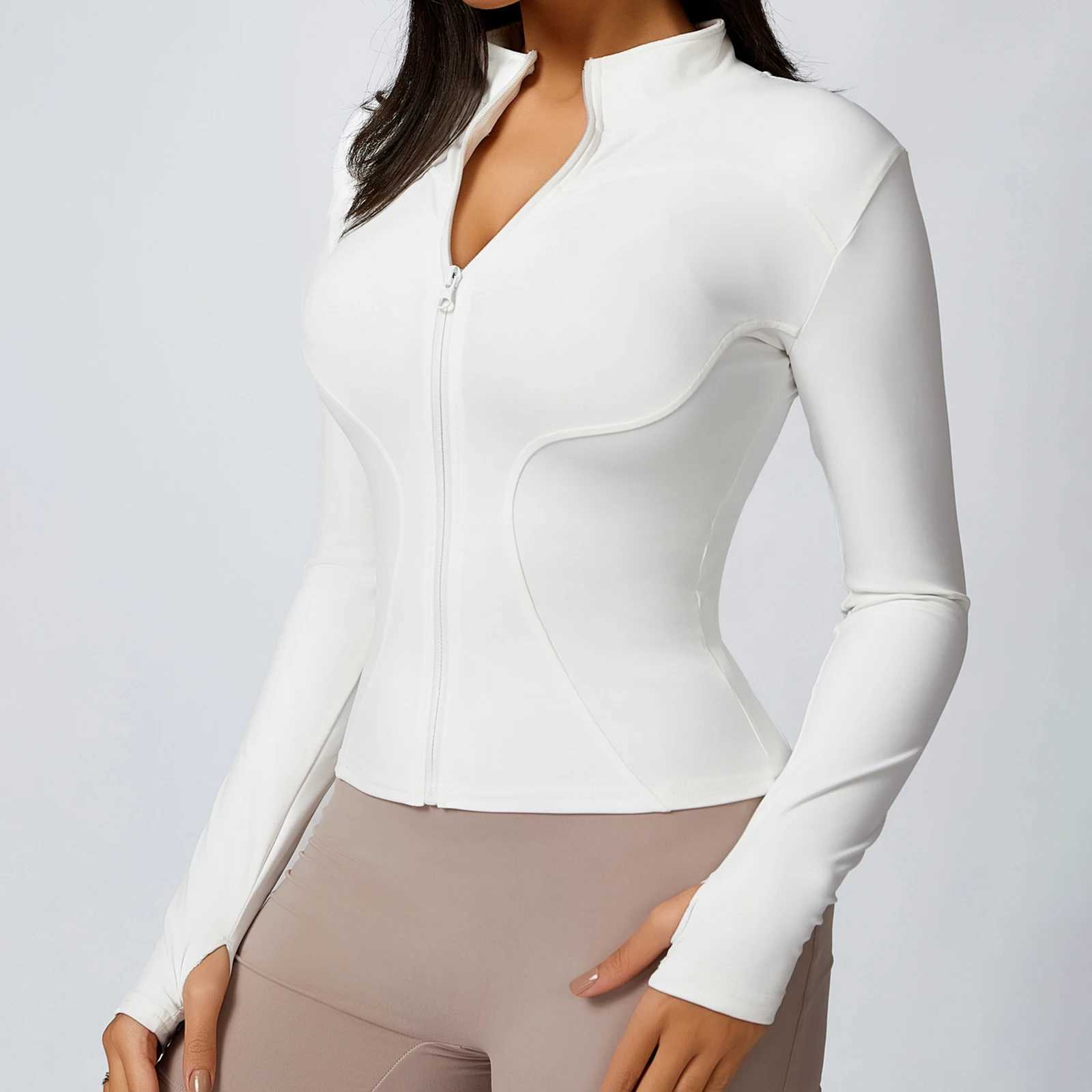 New Yoga Coat Women Short Sports Workout Jacket Solid Color Quick Dry Lightweight Zip Up Fitness Athletic Slim Fit TopsT250222