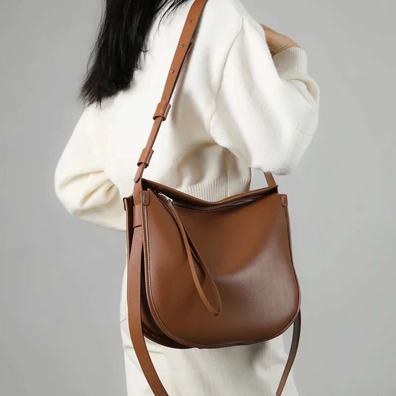 Woman Genuine Leather Shoulder Tote Bags Women Cowhide Bag Lady Soft 100% Design Female Bucket Handbag High Quality New